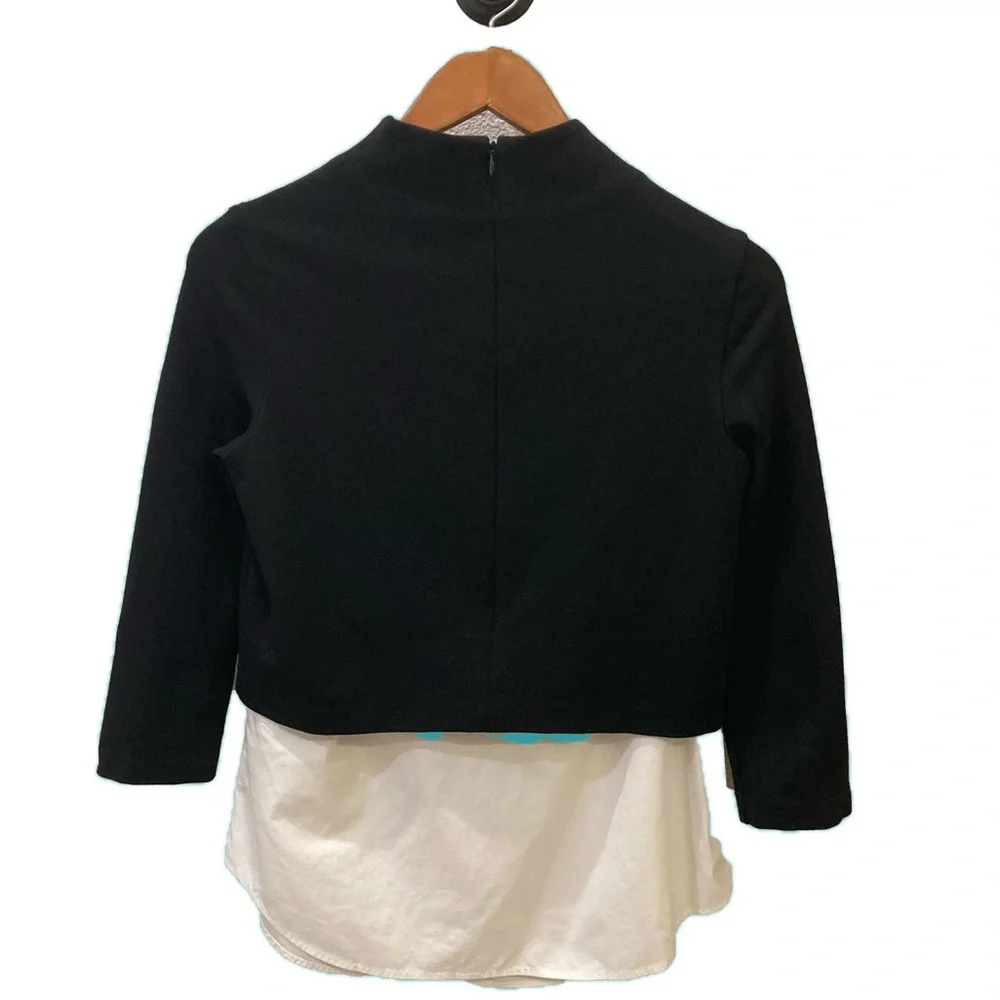 Theory Gracila FX Ponte layered blouse. Black/white. Size M. - Picture 6 of 9